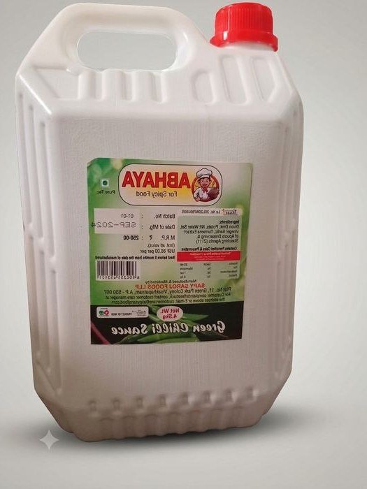 Abhaya Sauces Green Chilli Sauce 4.5 kg, reverse view
